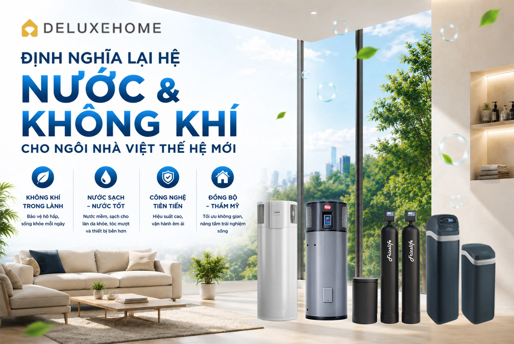 Deluxe Home – Giải Pháp Lọc Tổng Đầu Nguồn Ecowater & Frizzlife Cao Cấp
