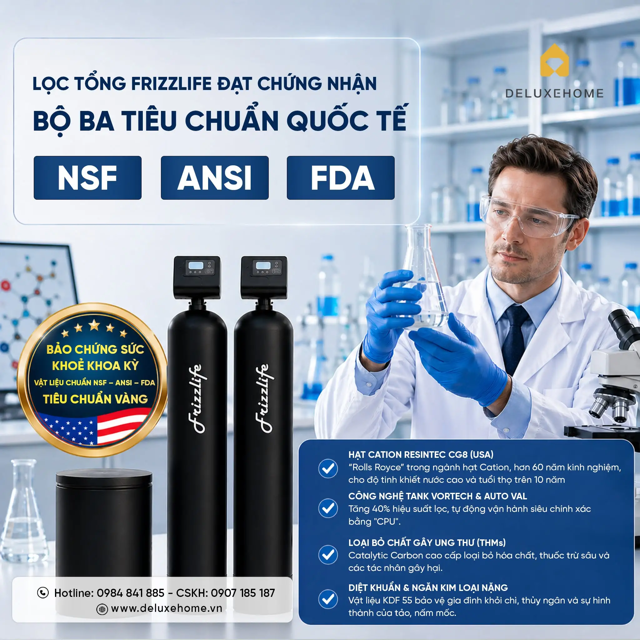 Lọc tổng Mỹ đạt nhiều tiêu chuẩn quốc tế nghiêm ngặt