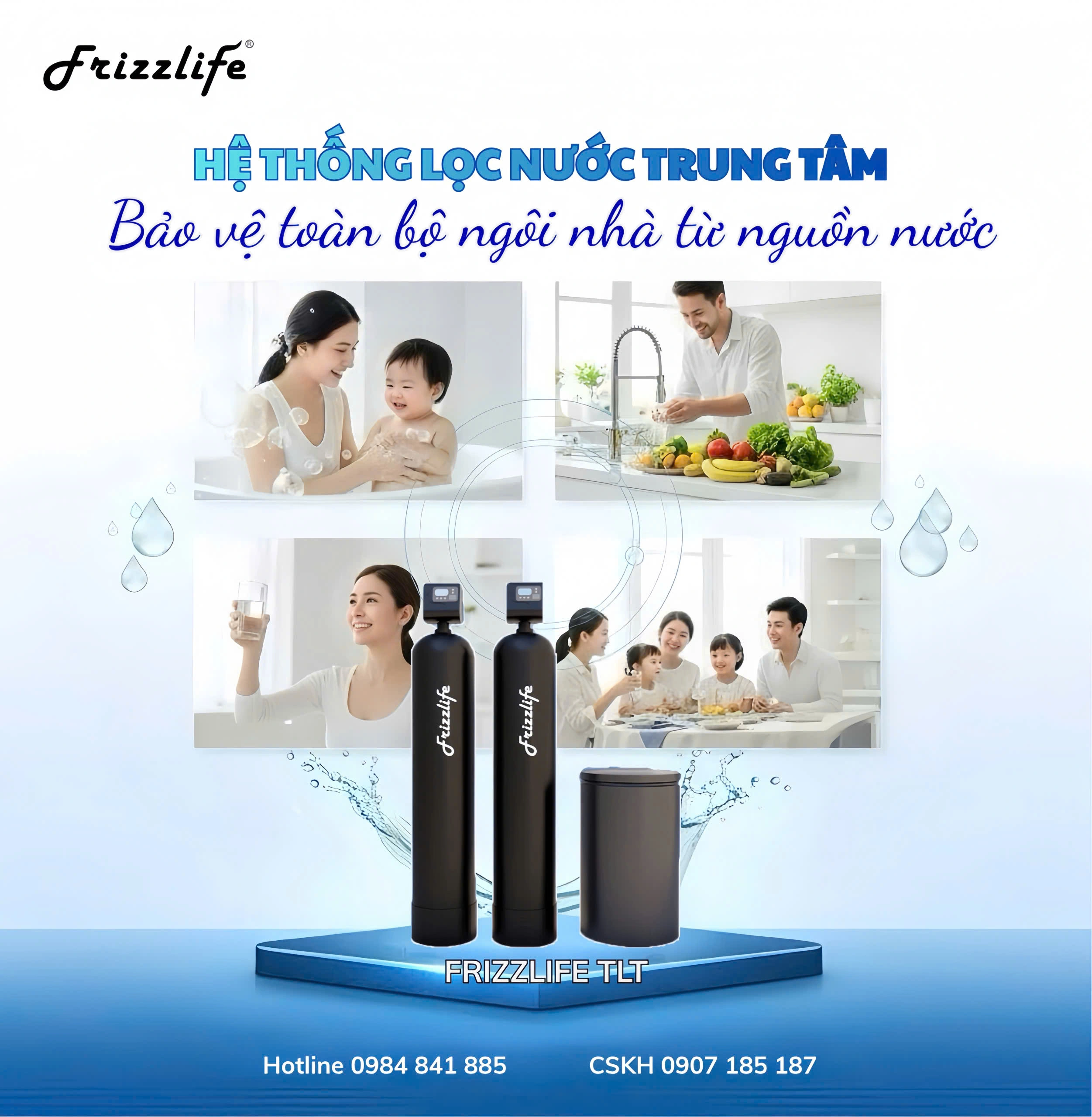 Hệ thống lọc nước trung tâm Frizzlife Limited- Bảo vệ toàn bộ ngôi nhà từ nguồn nước sạch